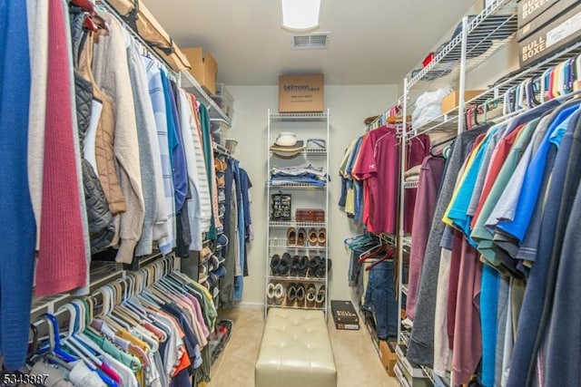 walk in closet featuring visible vents