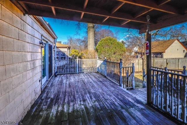 deck featuring fence