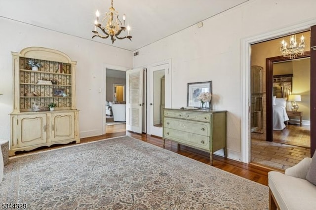 274 Ridgewood Ave, Glen Ridge Boro Twp, NJ 07028 - bedroom with a chandelier and wood finished floors