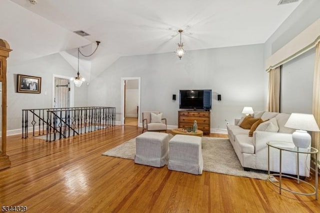 274 Ridgewood Ave, Glen Ridge Boro Twp, NJ 07028 - living room featuring wood finished floors, vaulted ceiling, and baseboards