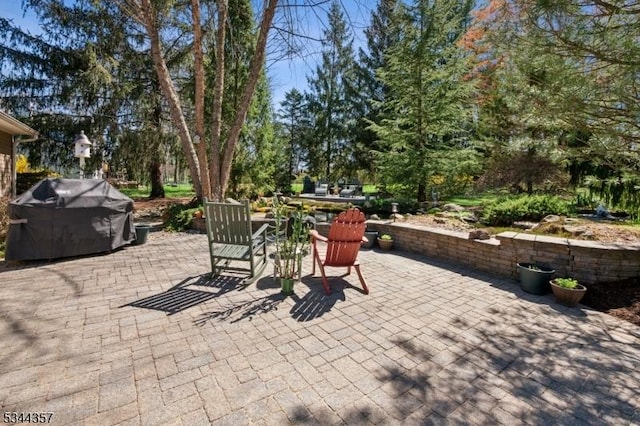 view of patio with area for grilling