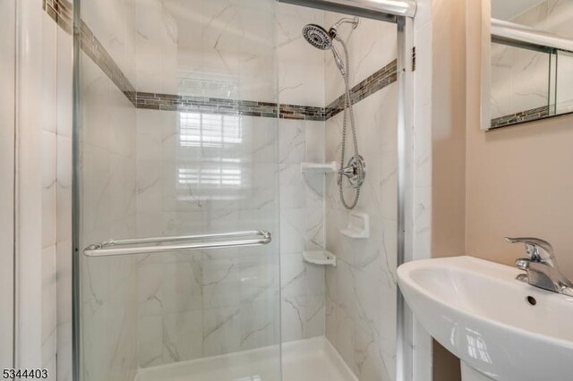 38 Beverly Dr, Hillsborough Twp, NJ 08844 - full bath featuring a marble finish shower and a sink