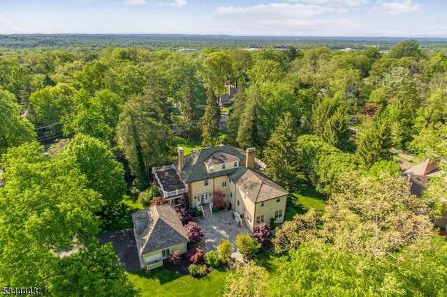 aerial view with a forest view