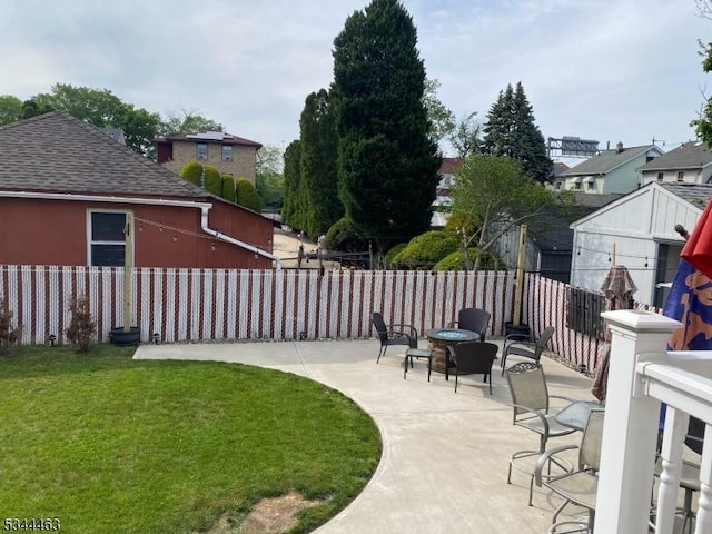 view of yard featuring a patio area and fence private yard