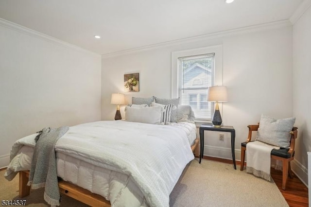 516 Hillcrest Ave, Westfield Town, NJ 07090 - bedroom with ornamental molding, recessed lighting, and wood finished floors
