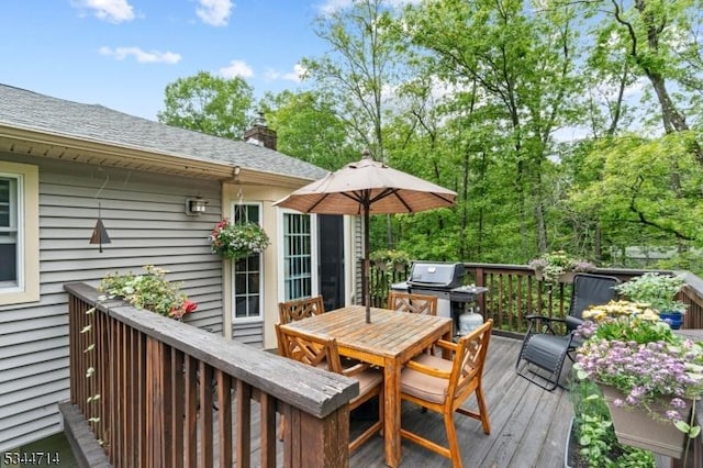 23 Devita Rd, Sandyston Twp, NJ 07826 - wooden terrace with outdoor dining area and a grill