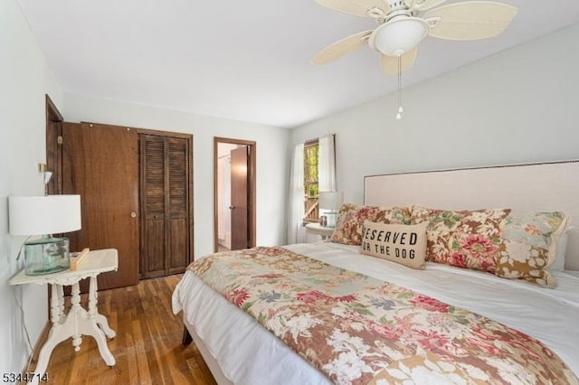23 Devita Rd, Sandyston Twp, NJ 07826 - bedroom featuring a closet, wood finished floors, and a ceiling fan