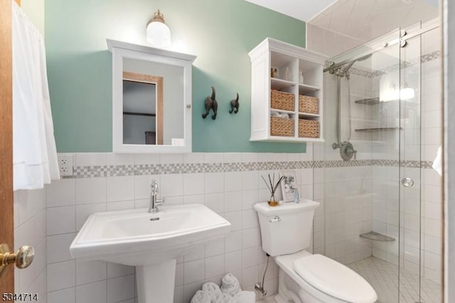 23 Devita Rd, Sandyston Twp, NJ 07826 - full bath featuring tile walls, a shower stall, and a wainscoted wall
