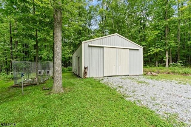 23 Devita Rd, Sandyston Twp, NJ 07826 - view of pole building with gravel driveway and a lawn