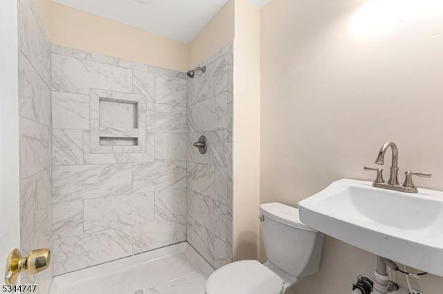 75 Shore Rd, Green Twp, NJ 07821 - full bath featuring a tile shower, toilet, and a sink