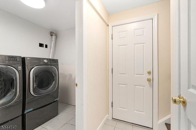 75 Shore Rd, Green Twp, NJ 07821 - laundry room with washing machine and clothes dryer, baseboards, and light tile patterned flooring