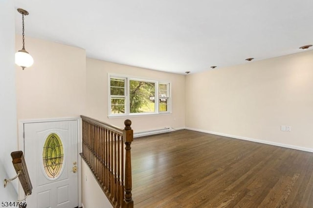 75 Shore Rd, Green Twp, NJ 07821 - entryway with dark wood-style floors, baseboards, and a baseboard radiator