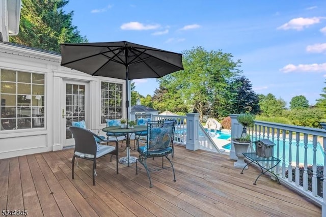2 Wakefield Dr, Washington Twp, NJ 07840 - deck with an outdoor pool and outdoor dining space