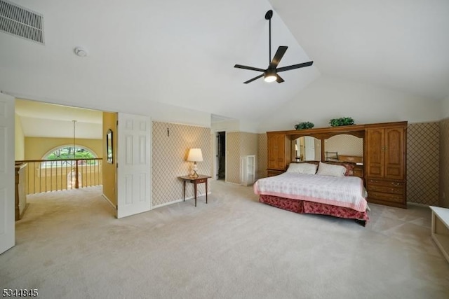 2 Wakefield Dr, Washington Twp, NJ 07840 - bedroom with lofted ceiling, light carpet, and ceiling fan