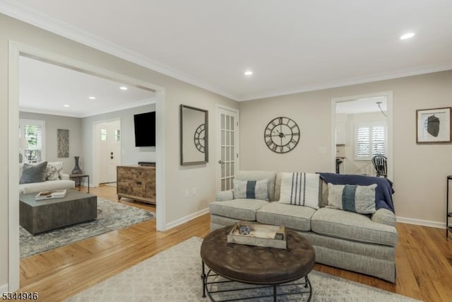 2 Columbia Dr, Bernardsville Boro, NJ 07924 - living area with healthy amount of natural light, wood finished floors, ornamental molding, recessed lighting, and baseboards