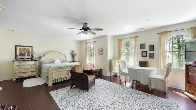 1121 N Washington Ave, Green Brook Twp, NJ 08812 - bedroom with dark wood-type flooring, baseboards, and a ceiling fan