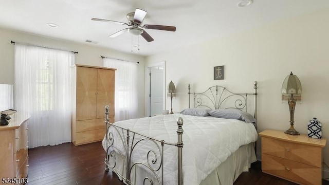 1121 N Washington Ave, Green Brook Twp, NJ 08812 - bedroom with dark wood-style flooring and a ceiling fan