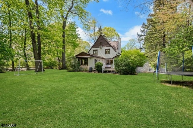 110 Kenilworth Rd, Mountain Lakes Boro, NJ 07046 - view of front facade with a trampoline and a chimney