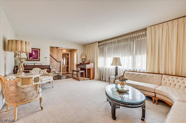 31 Riverview Ter, Hillsborough Twp, NJ 08844 - living room featuring carpet and stairs