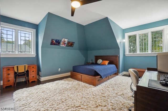 16 Laurel Mountain Way, Tewksbury Twp, NJ 07830 - bedroom featuring baseboards, ceiling fan, wood finished floors, and multiple windows