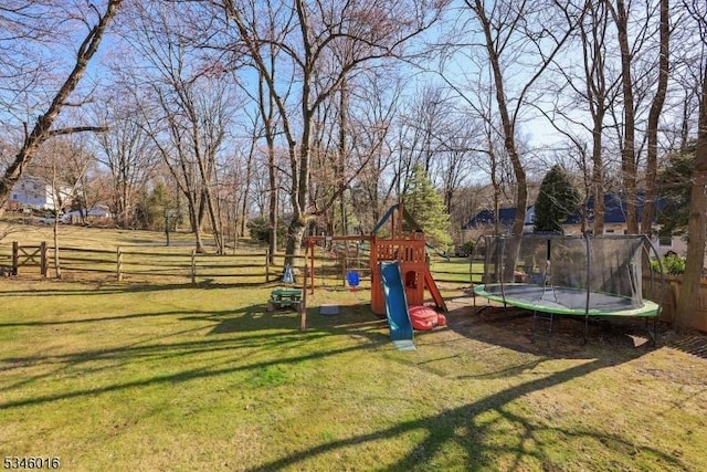 view of playground featuring a trampoline