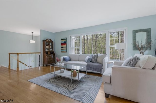 living area with wood finished floors