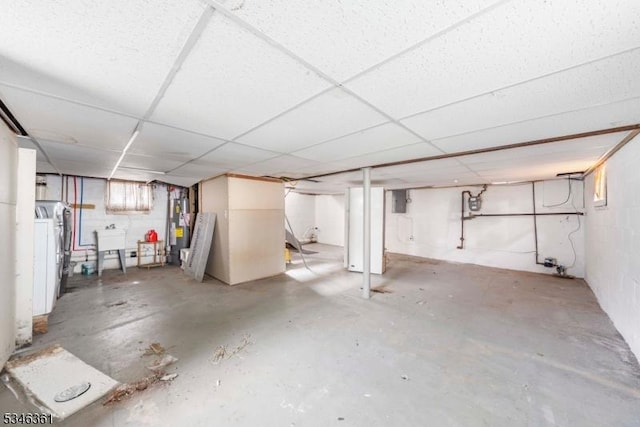 649 N Avenue Ext, Dunellen Boro, NJ 08812 - basement with a sink, washer / clothes dryer, and water heater