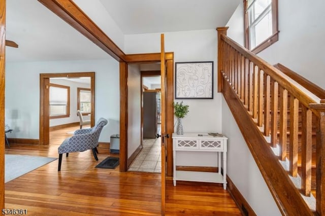649 N Avenue Ext, Dunellen Boro, NJ 08812 - staircase with wood-type flooring and baseboards