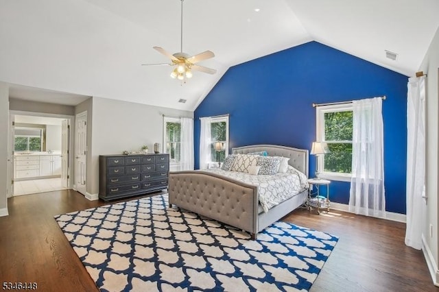 15 Wolfe Run Ct, Washington Twp, NJ 07853 - bedroom featuring lofted ceiling, multiple windows, wood finished floors, baseboards, and ceiling fan