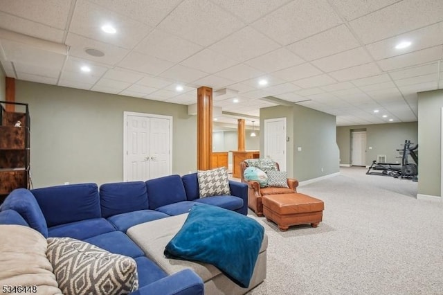 15 Wolfe Run Ct, Washington Twp, NJ 07853 - living area with carpet, baseboards, and recessed lighting