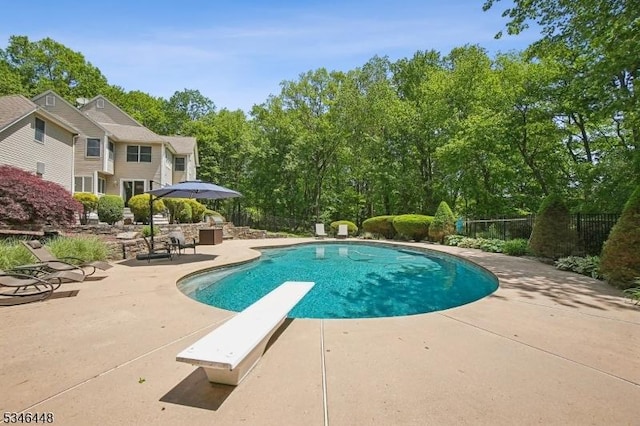 15 Wolfe Run Ct, Washington Twp, NJ 07853 - view of pool with a diving board and a patio area