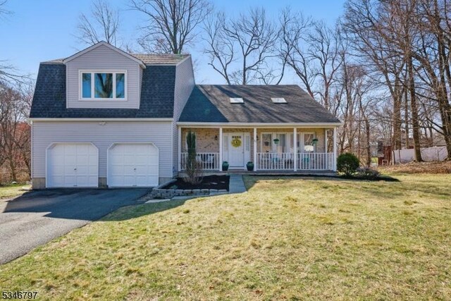 100 Toner Rd, Boonton Town, NJ 07005 - view of front of property featuring driveway, a front yard, covered porch, and an attached garage