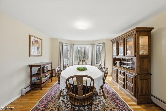 100 Toner Rd, Boonton Town, NJ 07005 - dining area with baseboards, light wood-style floors, a baseboard heating unit, and baseboard heating