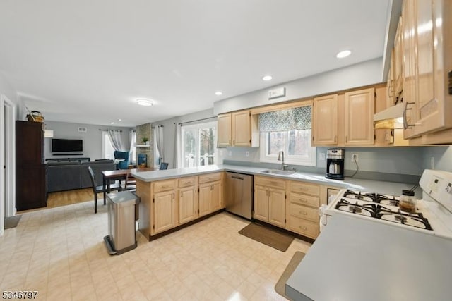 100 Toner Rd, Boonton Town, NJ 07005 - kitchen with a sink, gas range gas stove, light brown cabinetry, and dishwasher