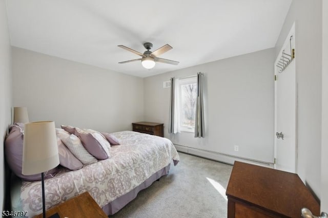 100 Toner Rd, Boonton Town, NJ 07005 - bedroom featuring a ceiling fan, light carpet, and baseboard heating