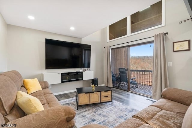 4 Village Way Unit 3, Vernon Twp, NJ 07462 - living room with recessed lighting, baseboards, and wood finished floors