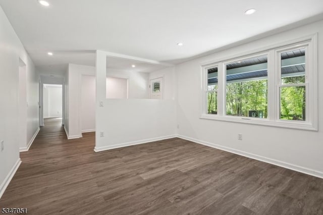 159 Musconetcong River Rd, Lebanon Twp, NJ 07882 - spare room with dark wood finished floors, baseboards, and recessed lighting