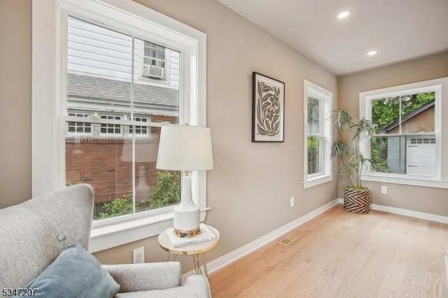 39 Walnut Cres, Montclair Twp, NJ 07042 - sitting room with baseboards, wood finished floors, and recessed lighting