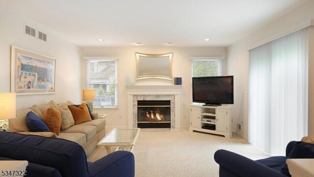 19 Trails End Ct, Westfield Town, NJ 07090 - carpeted living area featuring plenty of natural light and a fireplace