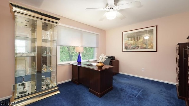19 Trails End Ct, Westfield Town, NJ 07090 - office area with carpet flooring, baseboards, and a ceiling fan
