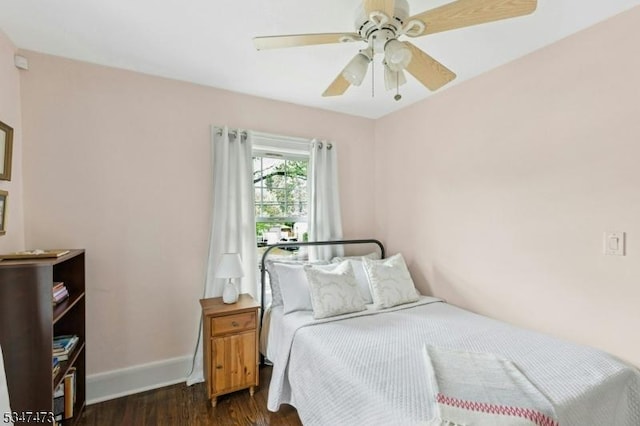 577-9 Greenbrook Rd, North Plainfield Boro, NJ 07063 - bedroom with baseboards, dark wood-type flooring, and ceiling fan