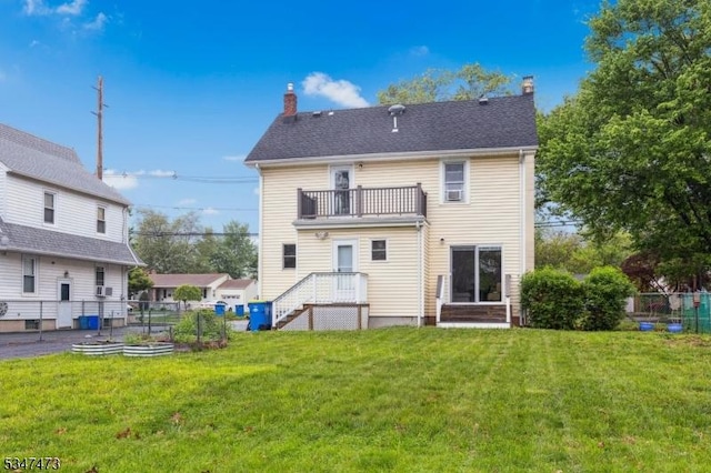577-9 Greenbrook Rd, North Plainfield Boro, NJ 07063 - rear view of house with a balcony and a chimney