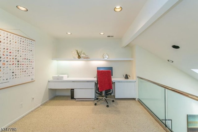204 Barringer Ct, West Orange Twp, NJ 07052 - office space with built in study area, recessed lighting, light carpet, and baseboards