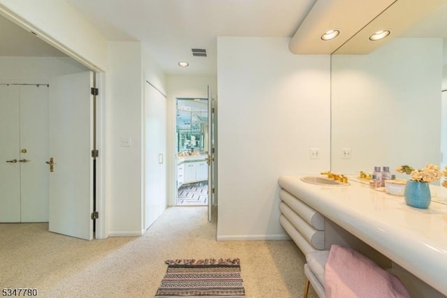 204 Barringer Ct, West Orange Twp, NJ 07052 - bathroom featuring recessed lighting, baseboards, and a sink