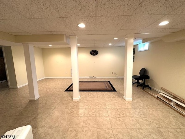 913 Renate Dr Unit 2, Hillsborough Twp, NJ 08844 - below grade area featuring recessed lighting and a paneled ceiling