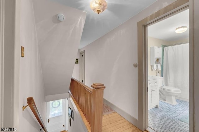 28 Academy St, Califon Boro, NJ 07830 - stairs featuring wood finished floors