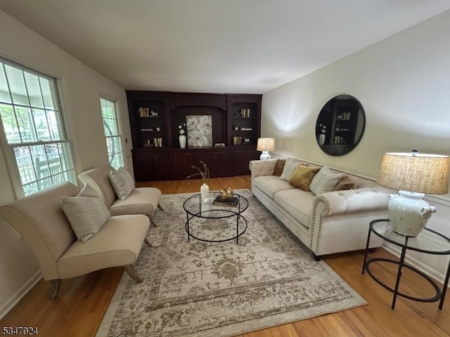 living area with wood finished floors