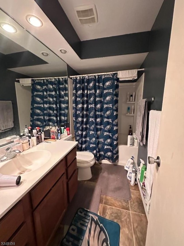 3 Meadowview Dr, Clinton Twp, NJ 08801 - full bath with vanity, tile patterned floors, recessed lighting, and shower / tub combo