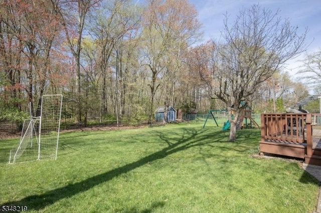 view of yard featuring a playground