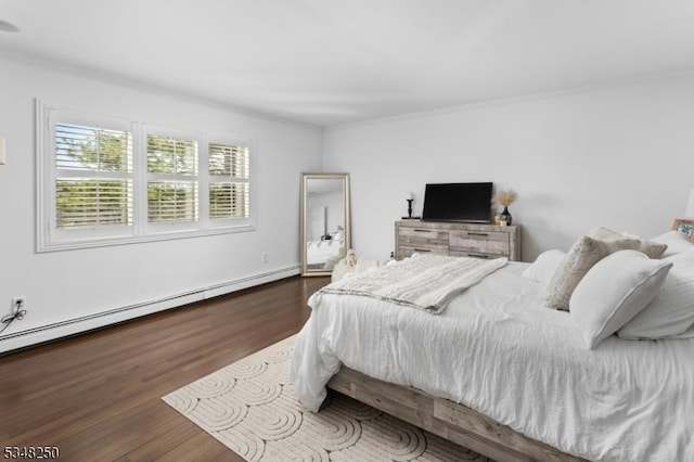 16 James Rd, Randolph Twp, NJ 07869 - bedroom featuring ornamental molding, wood finished floors, and baseboard heating